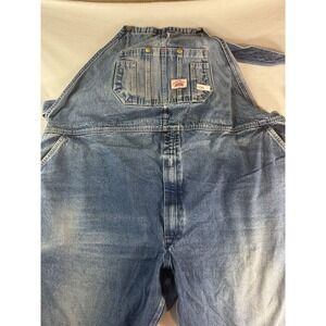 Round House Men's Blue Denim Overalls Size 58x32 Adjustable Straps Workwear